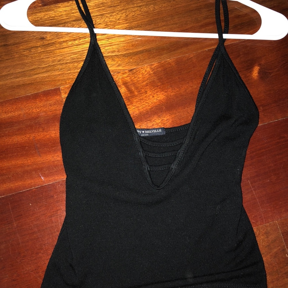 Brandy Melville Black Strappy Crop Tank